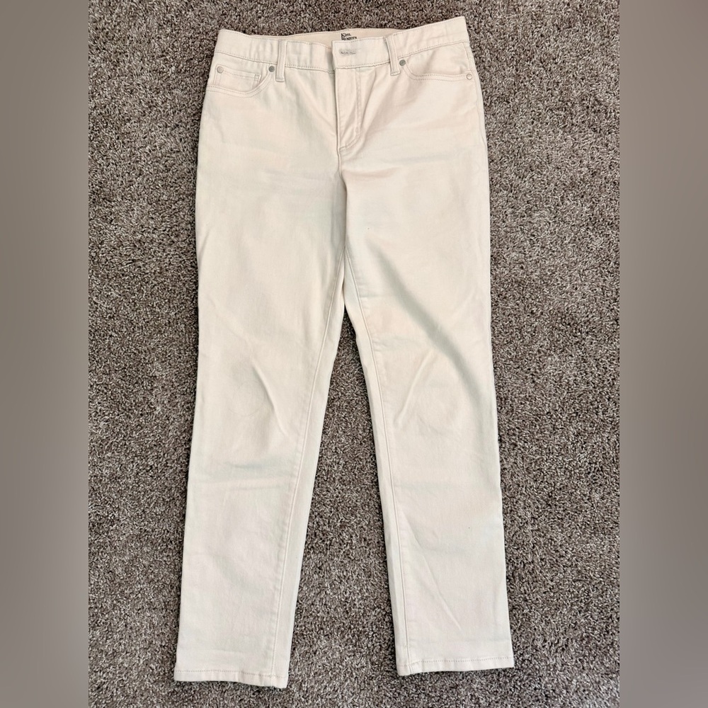 Kim Rogers Women's Cream Straight Leg Jeans